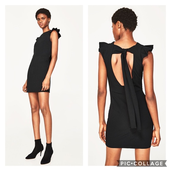 Zara Ruffle Cap Sleeve Open Back with Bow Dress - Picture 1 of 2